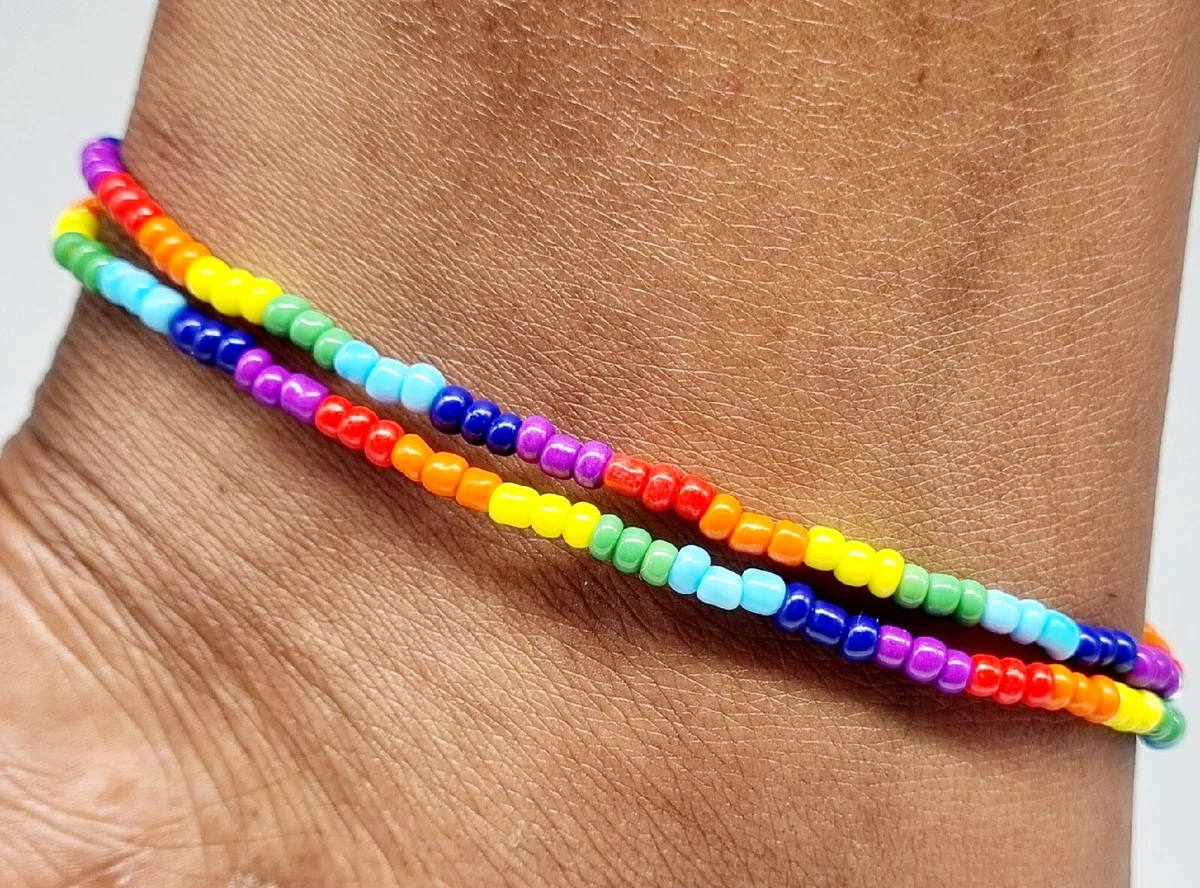 Rainbow ankle bracelet clearance