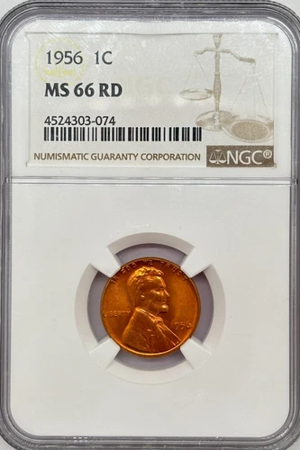 1956 Lincoln Wheat Cent Graded NGC MS 66 RD