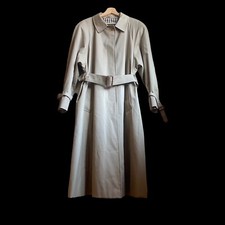 Vintage Aquascutum Size L Beige Trench Coat Long Belt Womens Classic England