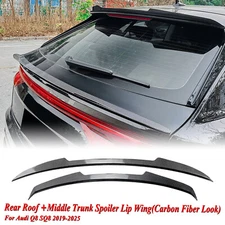 2x Rear Trunk Spoiler Lip Wing For Audi Q8 SQ8 2019-2025 20 21 Carbon Look