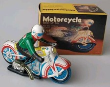TIN LITHOGRAPH WIND-UP MOTORCYCLE LITHO TOY IN BOX MS702 MOTOCYCLETTE TINPLATE