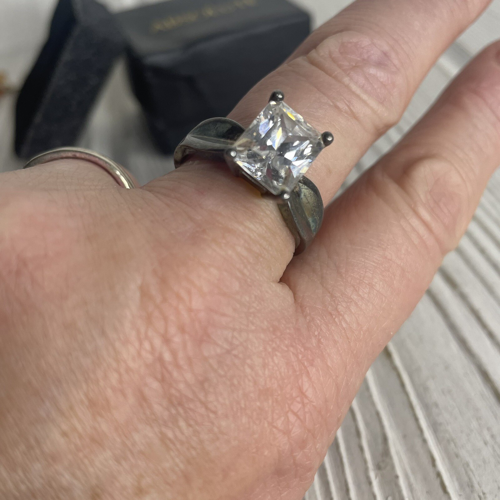 Absolute Simulated Diamond Ring Sterling Emerald … - image 7