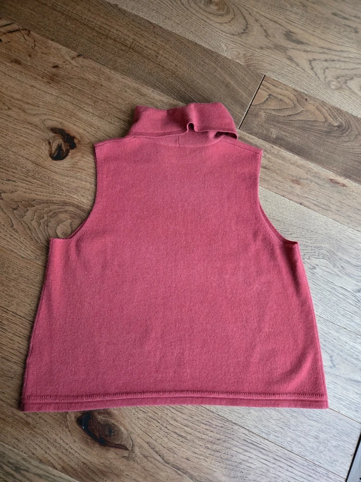 Garnet Hill - Talla L puro lujo Cachemira sin mangas cuello alto ~ rojo jaspeado Foto 3 de 4