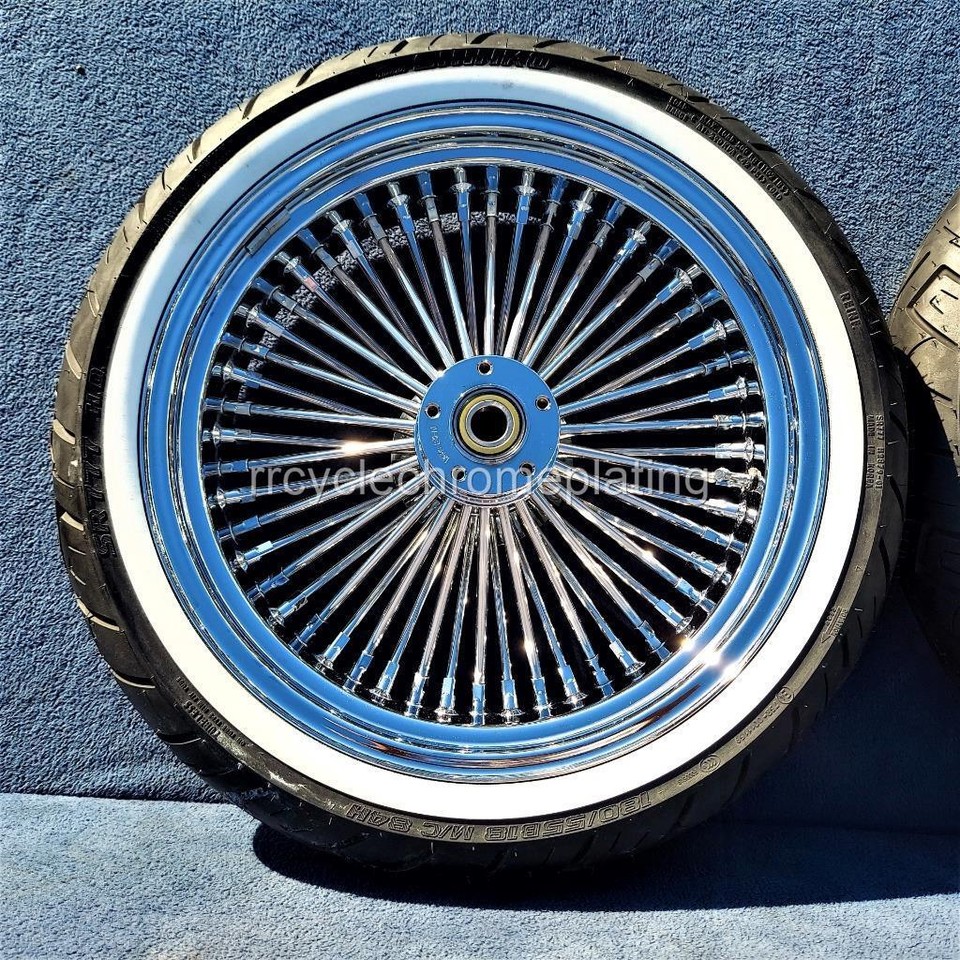 DNA Mammoth 52 Spoke Chrome Wheels 21" F 18" R Set Tires Harley Touring