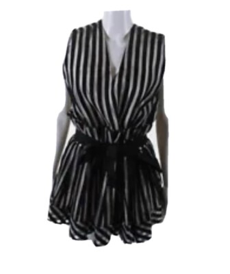 Zimmermann Womens Striped Sleeveless Paper Bag Waist Mini Dress White Size  S | eBay