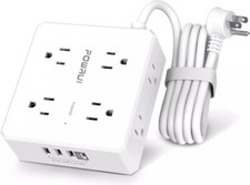Surge Protector 8 Standard Receptacle Outlets and 4 USB Ports Flat Plug Cord