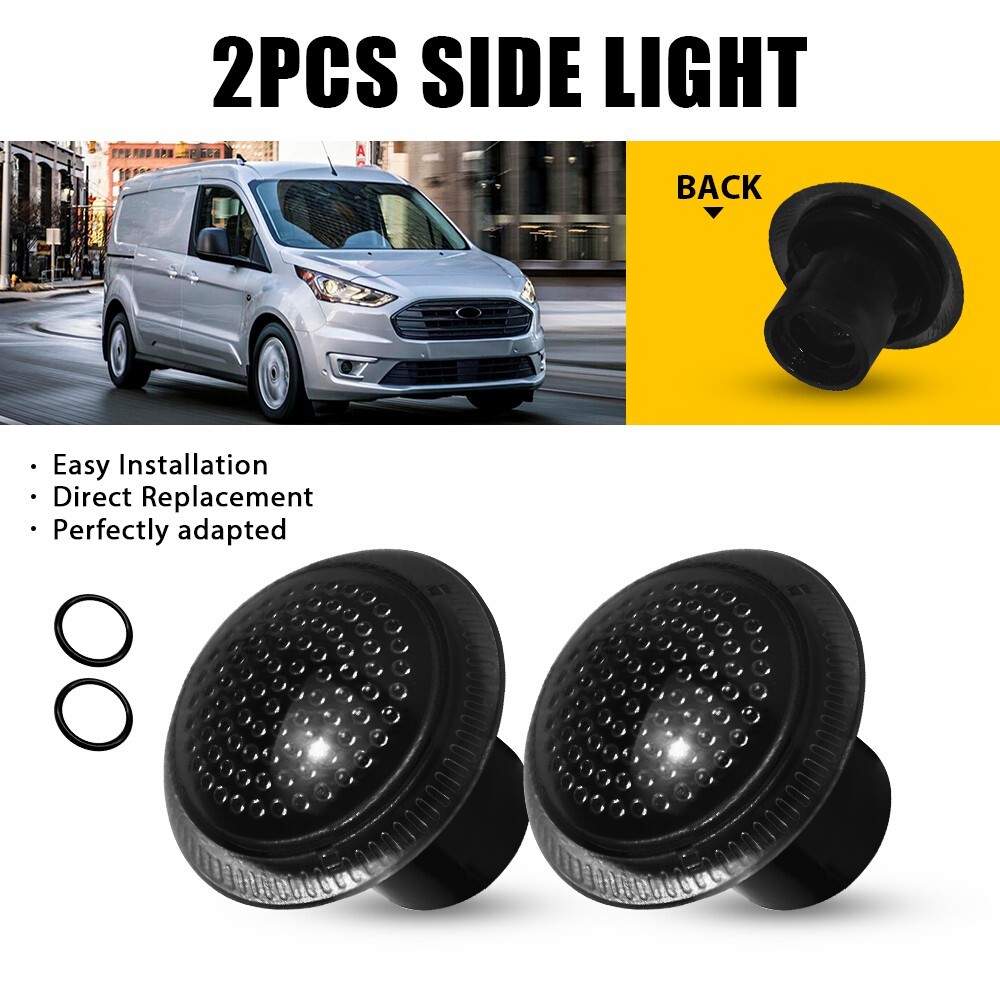 2PCS Smoked Side Marker Lights for 2010-2021 Ford Transit Connect