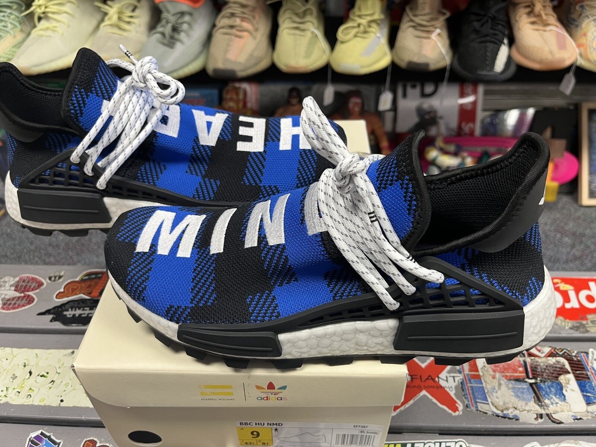 New Adidas Pharrell NMD Human Race Trail BBC Blue Plaid 2019 New Adidas Pharrell NMD Human Race Trail BBC Blue Plaid 2019