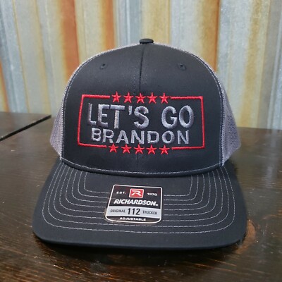 Let's Go Brandon! Emb. Black/Char  SnapbackR112 Hat, FJB Hat, Joe BidenFU46.