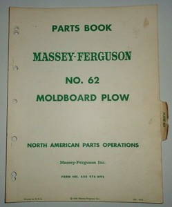 Details About Massey Ferguson Mf 62 Moldboard Plow Parts Catalog Manual Book Original