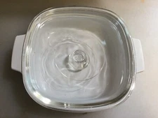 vintage Pyrex LaMarjolaine 2 liter dish with lid used