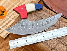 CUSTOM MADE FORGED DAMASCUS STEEL CHEF ULU KNIFE / ALASKAN KITCHEN KNIFE 1909