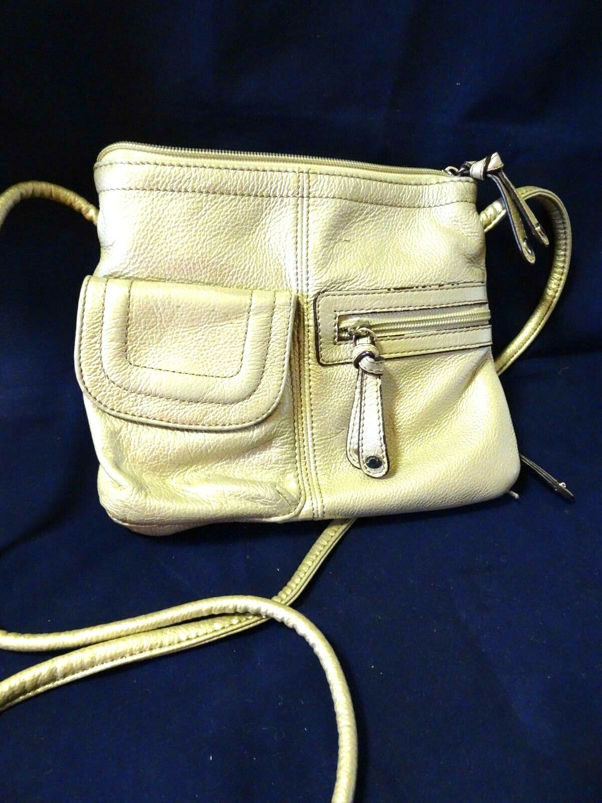 TIGNANELLO PEBBLE LEATHER TAUPE SHOULDER BAG/PURSEZI… Gem