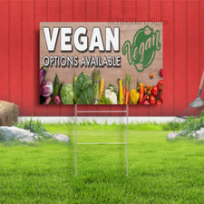 VEGAN Options Available Yard Sign with Optional Sizes (Made in the USA)
