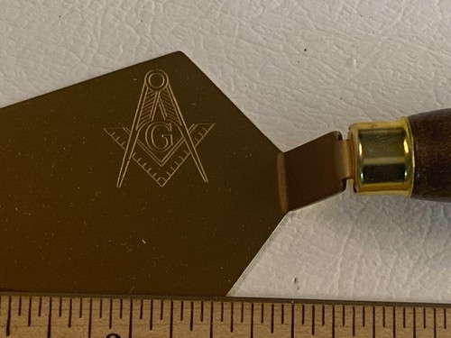 Apri lettere a spatola massonica in ottone e legno nuovo vecchio stock vintage 7,5" - Foto 5 di 5