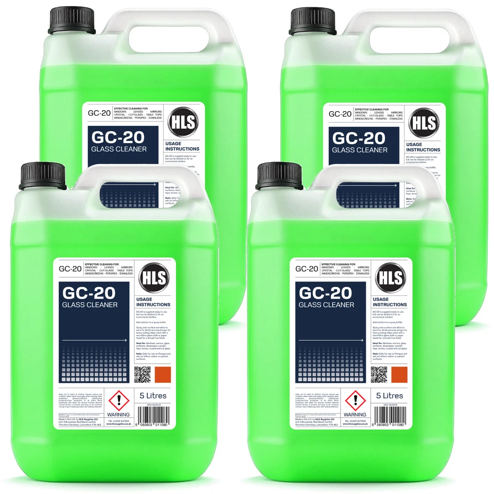 HLS SUPPLIES GC-20 Glass Cleaner 20L - Ultimate Streak Free Cleaning - Alcohol Based Cleaner