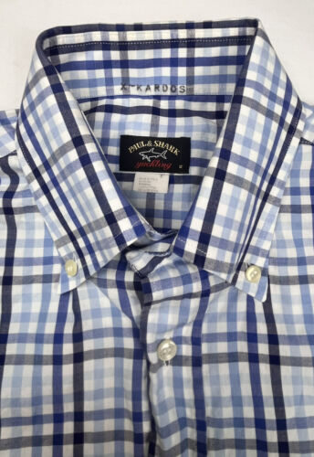 Paul Shark Yachting Mens Shirt M Blue Check Long Sleeve Button Up Made In Italy - Picture 3 of 11