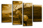 Large Highland Scottish Stag Art Print Brown Green Framed Canvas Picture