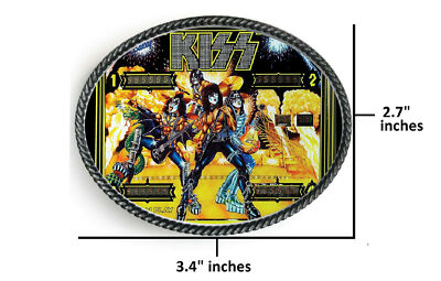 KISS Music Group 1978 Pinball Backglass Belt Buckle Pewter Metal