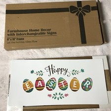 Farmhouse Wall Decor Sign Easter with 10 Interchangeable Holiday signs New