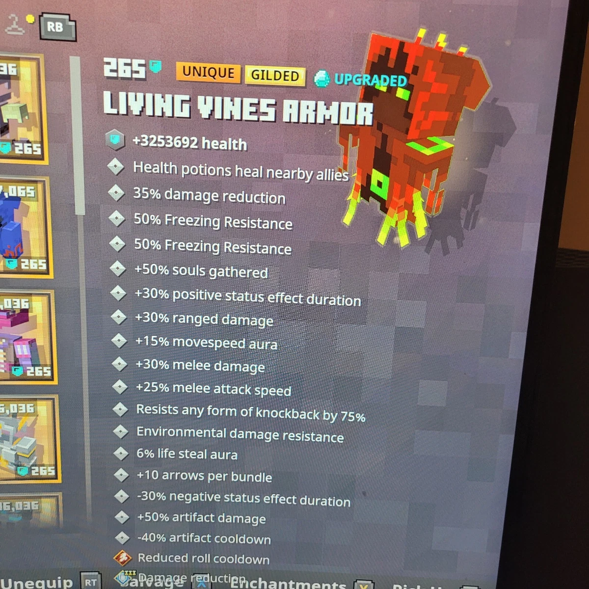 Minecraft Dungeons Armor Unique Gilded Perfect Xbox PS4 SwitchPC