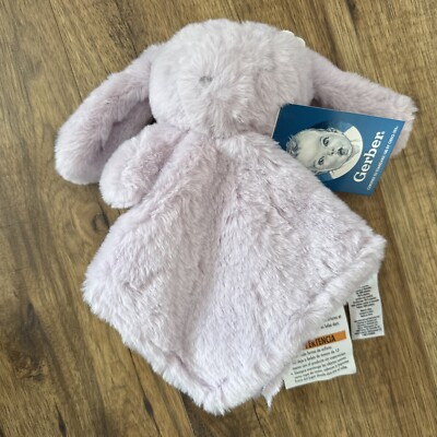NWT Bunny Baby Security Blanket Lovey Baby Girl Gerber Purple Flower Silky Soft