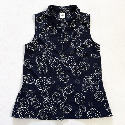 cAbi Women 5215 Navy Blue White Dandelion Wish Print Button