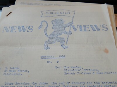 SUSSEX KONSERVATIVE & UNIONISTISCHE NEWLETTER ETC 1954 ÄRA CHICHESTER INTERESSE 