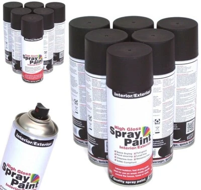 SPRAY PAINT 12 x Sprühdose Lackspray 400ml schwarz matt Lack Autolack Sprühlack Spray 12828