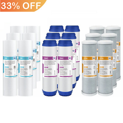 #ad #ad 3 Stage Reverse Osmosis RO Sediment GAC Water Filter Replacement Cartridges Set $63.88