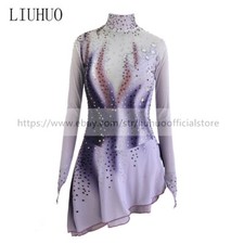 Women Aldult Girl Customize Costume Competition Leotard Ice Skating Dress Gray