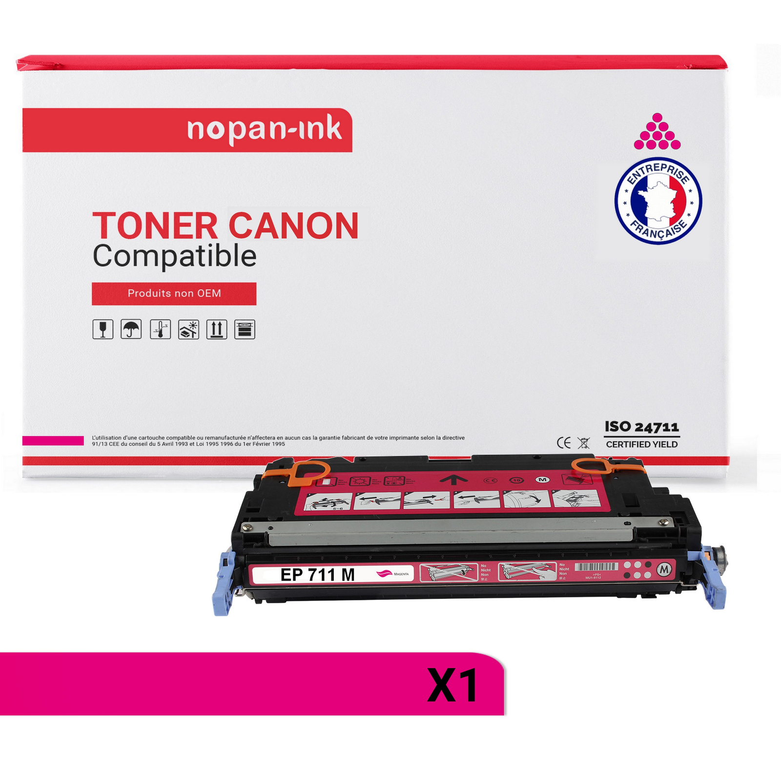 Toner magenta EP711 M compatible Canon par Nopan-Ink pour imprimante laser