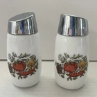 Vtg Corning Ware Spice of Life Salt & Pepper Shakers Milkglass Mushroom Van Pak