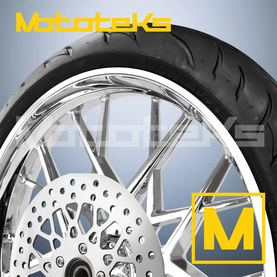 RUEDA MAG 21X3.5 NAVAJA CROMADA PARA HARLEY SOFTAIL SPORTSTER DYNA DELANTERA PRODIGY Foto 4 de 4