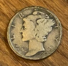 1919-D Mercury Dime Fine WWI Era 90% Silver Denver Winged Liberty US Coin 10c