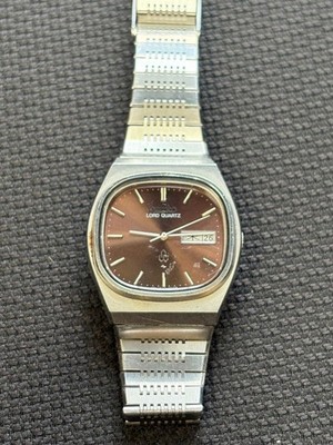 Seiko Lord Quartz 7143-5010 TV Case Steel Bracelet Vintage Used