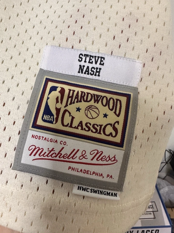 Camiseta Swingman Masculina Mitchell & Ness Steve Nash Creme Phoenix Suns Ponto Corrente - Imagem 3 de 4