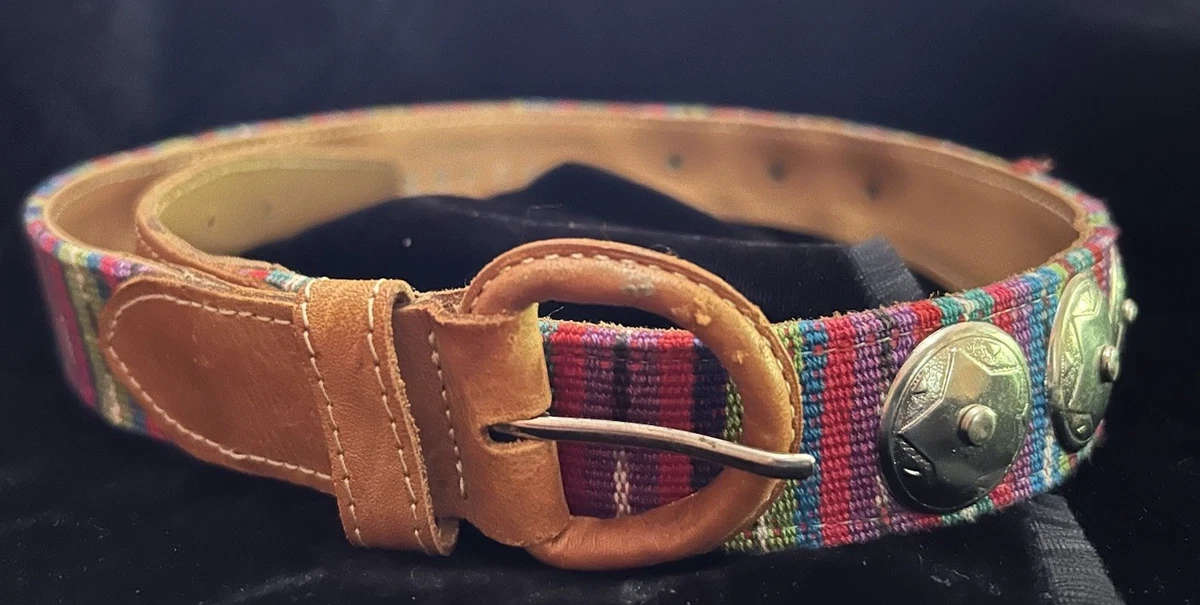 Express Vintage Leather Rainbow Colored Belt L Y2k Express Leather Multicolor Belts for Women for sale | eBay main image 2