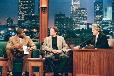 Athlete Magic Johnson with actor Ted Danson during an interview No- Old Photo