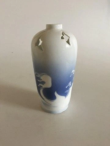 Royal Copenhagen Art Nouveau Unique Pierced vase by Marianne Host from 1895 No