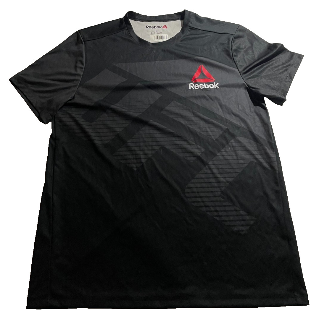 Reebok Mens Large Black Performance Training T Shirt Athletic Gym NEW