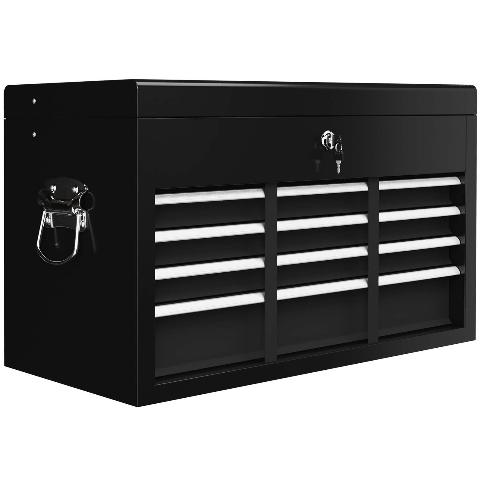 Homcom Unisex Black 6 Drawer Tool Chest, Lockable Metal Tool Box With Top Case, Ball Bearing Runners, Portable Toolbox, 600Mm X 260Mm X 340Mm In - Image 3