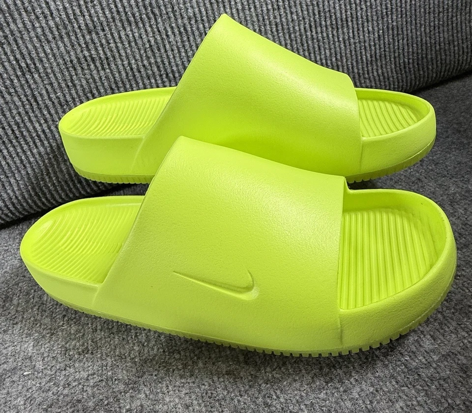 耐克 Calm Slide 男式 15 码懒人鞋休闲拖鞋 #FD4116-700 伏/石灰绿色 — 第 2/4 张图片