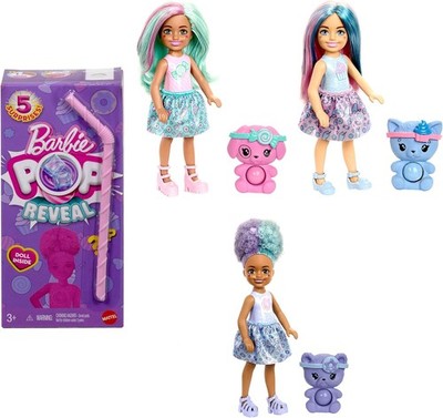 Barbie Chelsea Pop Reveal Set mit Puppe, Treat-Serie mit 5 Überraschungen