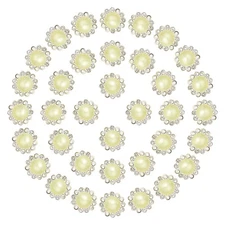 12mm Sunflower Pearl Sew on Rhinestones 200 Pcs for Bedazzling, Yellow