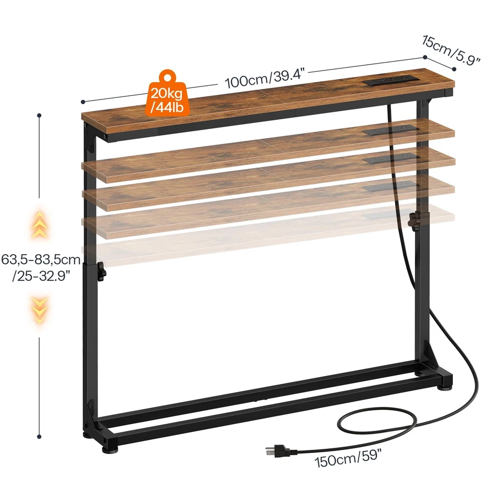 Narrow Console Table Set of 2 with Adjustable Height, Behind Couch Table with... - Image 3 of 4