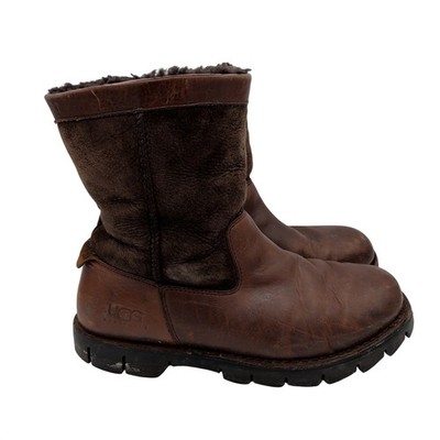 UGG Australia Beacon Brown Leather Sheepskin Winter Snow Boots Mens 11 S/N 5485