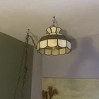 Vintage 1970s Tiffany Style Swag Pendant Hanging Lamp MCM Retro