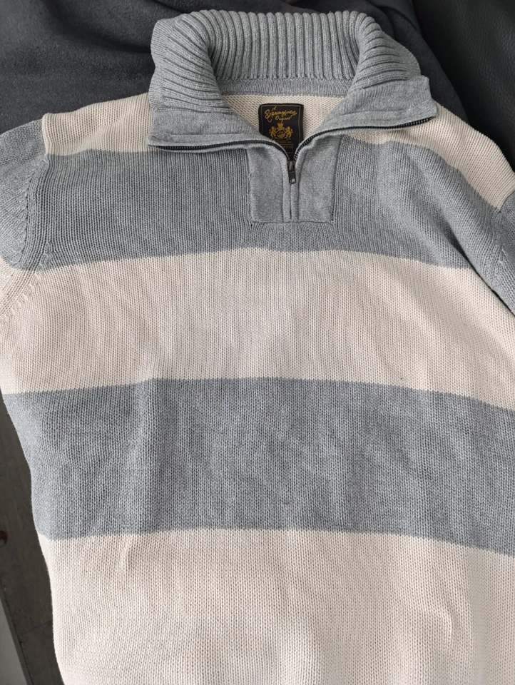 Herren Pullover GR. XXL,reine Baumwolle ,grau/weiß-max. 2 x getragen-Springfield - Bild 2 von 3