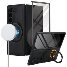 For Samsung Galaxy Z Fold7 6 5 4 3 Magntic Ring Stand Case w/ Screen Protector